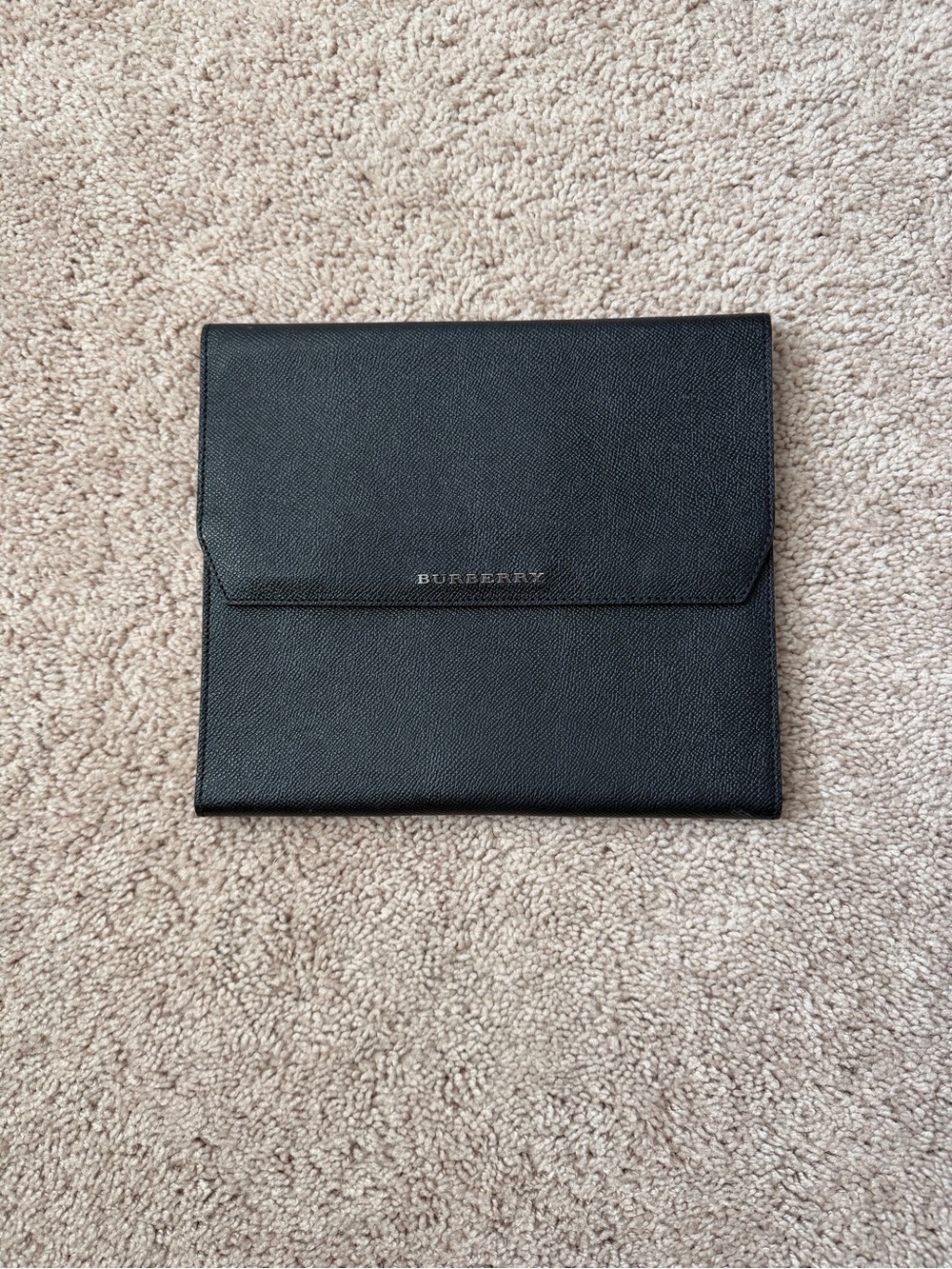 Burberry Black Pebbled Leather Fold-Over Pouch
